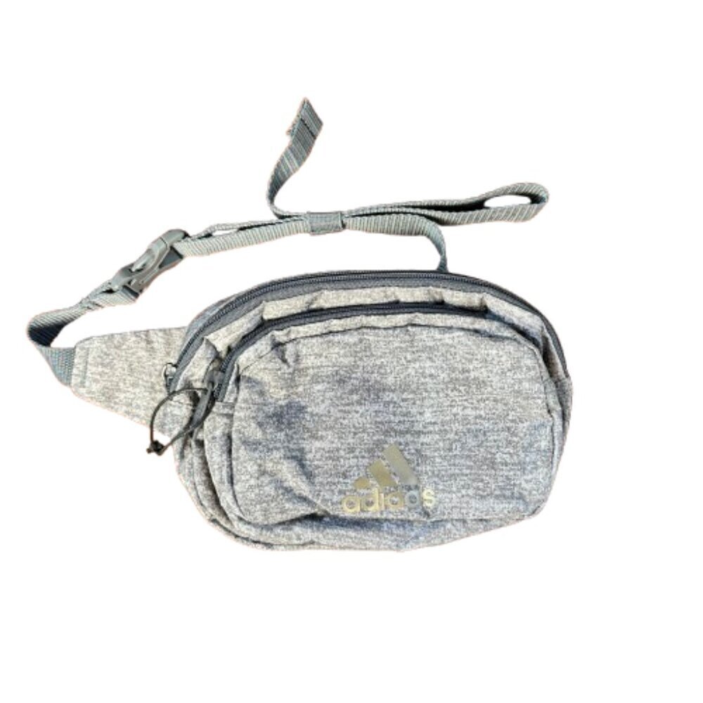 ADIDAS Grey Charcoal Space Dye Zipper Fanny Pack Crossbody Bag